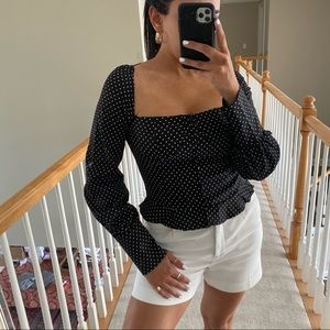 Black and white polka dot blouse